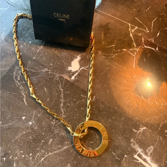 Celine Gold and Green Statement Necklace - Picture 2 of 6